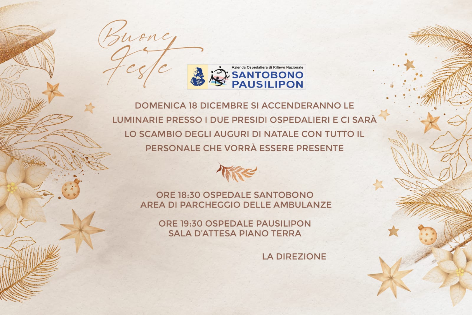 DOMENICA SARANNO ACCESE LE LUMINARIE AL SANTOBONO E AL PAUSILIPON.