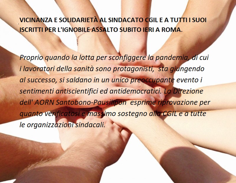 VICINANZA E SOLIDARIETÀ AL SINDACATO CGIL E A TUTTI I SUOI ISCRITTI PER L’IGNOBILE ASSALTO SUBITO IERI A ROMA.